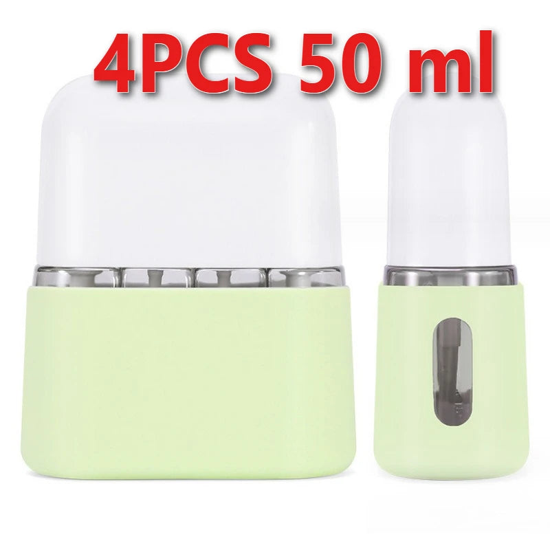 4 in 1 Travel Refill Bottle Set Portable Dispenser Leak Proof Travel Container for 30ml Perfume Shampoo Conditioner Lotion
