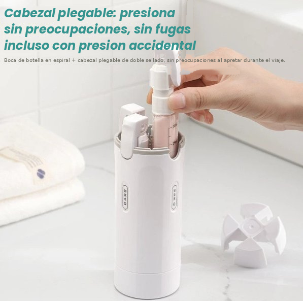 Dispensador de Viaje 4 en 1: Pack Antifugas para Equipaje de Mano
